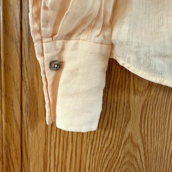 Linda Allard Ellen Tracy Button Up Shirt Women’s Size 6 Peach Top 100% Linen - Picture 4 of 5